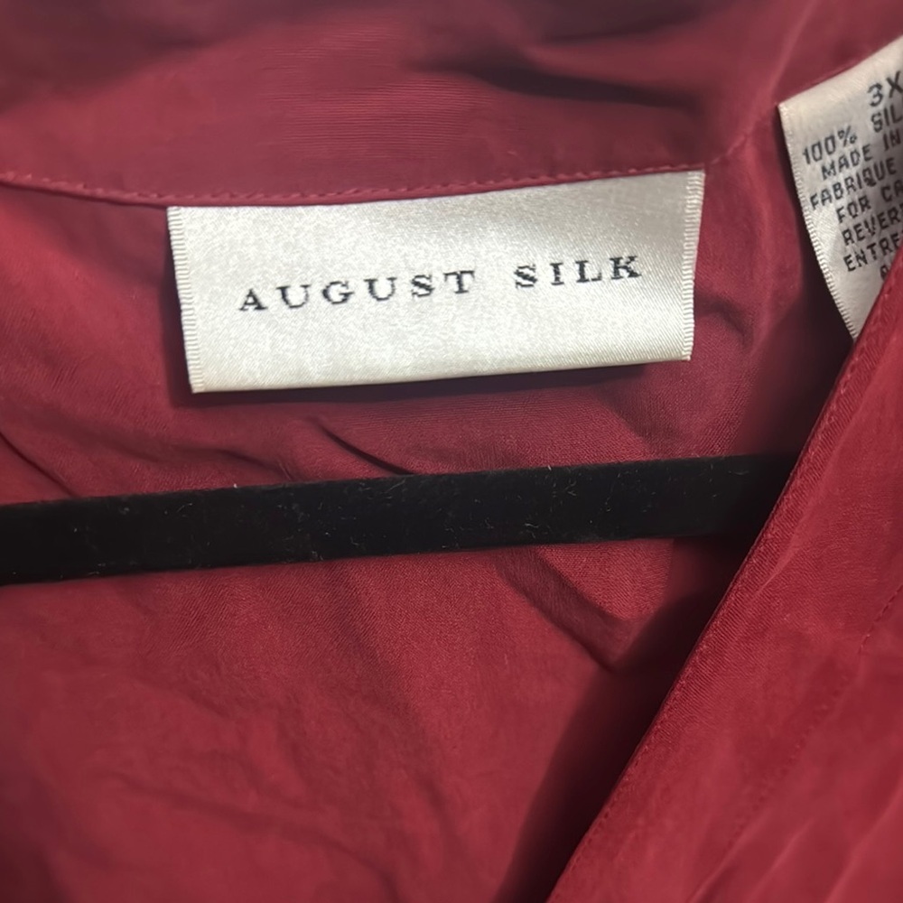 August Silk Red 3/4 Sleeve Button Down Shirt - Picture 2 of 6
